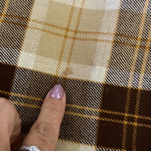 Vintage long plaid wool skirt pleated fringe leather buckles acrylic blend UK - Picture 13 of 13